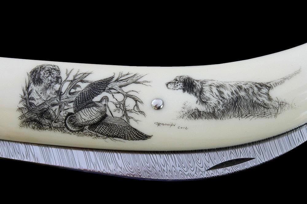 couteau-collection-scrimshaw-chasse-setter-becasse