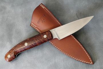 Couteau fixe drop-point manche loupe de séquoia lame acier Bölher N690