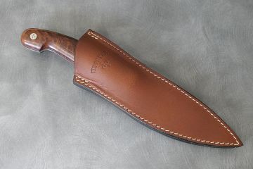 Couteau fixe drop-point manche loupe de séquoia lame acier Bölher N690