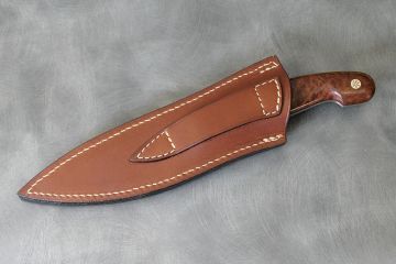 Couteau fixe drop-point manche loupe de séquoia lame acier Bölher N690