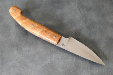 Couteau fixe drop-point manche fourche de hêtre lame acier Bölher N690