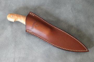 Couteau fixe drop-point manche fourche de hêtre lame acier Bölher N690