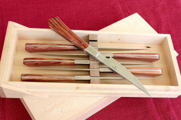 Coffret 6 couteaux \"As de table\" bois de rose acier Alenox18cr