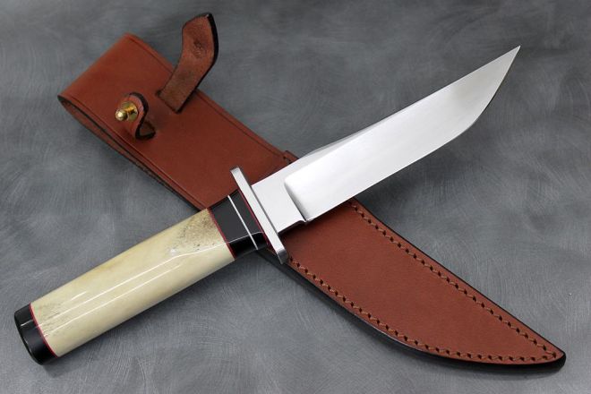 Couteau de bushcraft Poignard bois de cerf lame Bowie acier RWL34