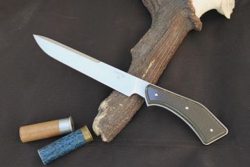 Couteau de camp bushcraft artisanal acier mox27co micarta kaki