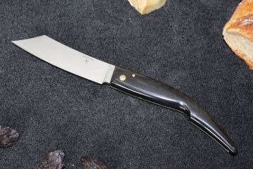 Couteau capucin Eustache lame acier carbone XC75 manche corne noire
