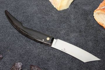 Couteau capucin Eustache lame acier carbone XC75 manche corne noire