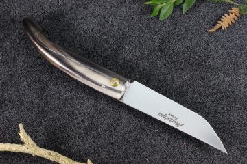 Couteau de poche régional Montségur rustique corne jaspée brune 12c27