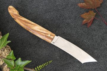 Couteau pliant Patriarche lame damas inox manche peuplier stabilisé