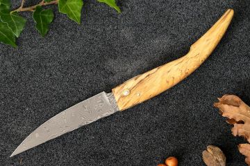 Couteau capucin damas inox Le Plantaurel manche hêtre stabilisé