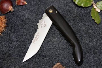 Couteau cathare Montségur profil croix Occitane corne noire 12c27