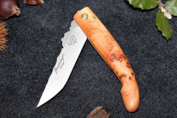 Couteau cathare Montségur profil croix Occitane loupe de cade 12c27
