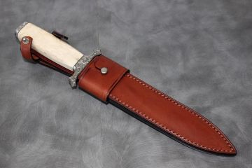 Couteau de chasse Dague de venerie manche bois de cerf gravure Marc FABRE (MOF)
