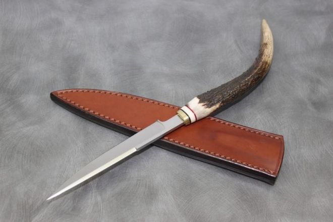 Couteau  fixe Stylet bois de cerf acier inox Böhler