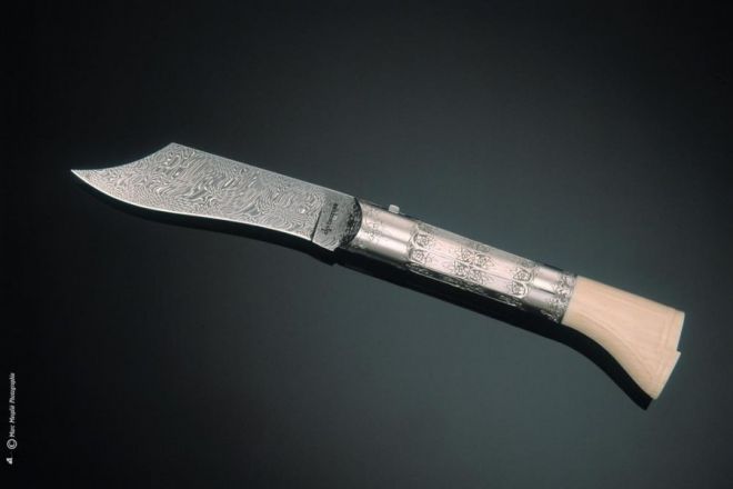 Couteau de collection Eustache ivoire gravure Bruno Casetto