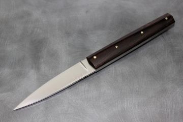 Couteau pliant custom l\'Espadon ébène du Mozambique acier RWL34
