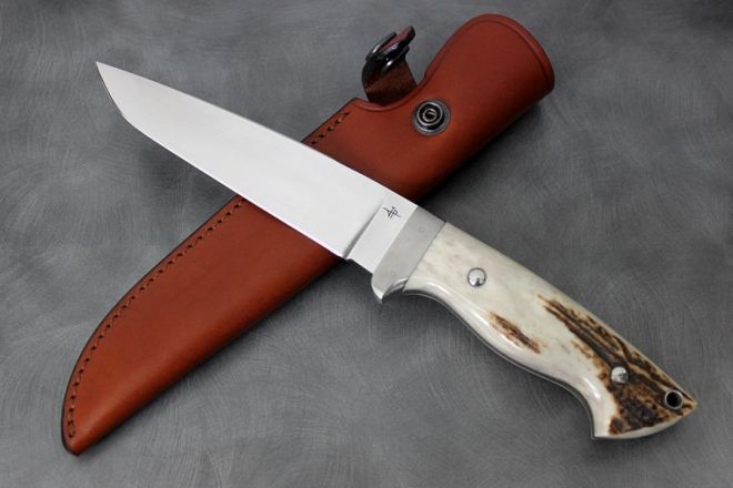 Couteau de chasse \"Le ROCCA\" poignard bois de cerf acier Böhler N690