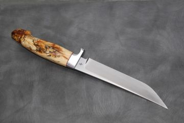 Couteau de chasse poignard manche fourche peuplier stabilisée acier RWL34