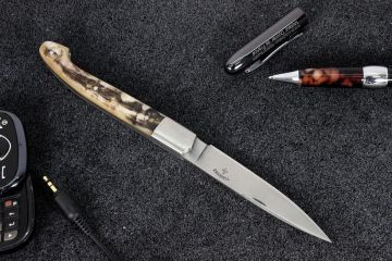 Couteau de poche Pyrène 11 cm lame 12c27 manche corne de bélier