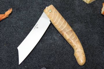 Couteau de poche capucin le Patriarche lame RWL34 loupe d'acacia