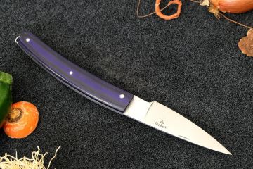 Couteau de poche Harpon lame 14c28 manche G10 violet filets noir