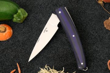 Couteau de poche Harpon lame 14c28 manche G10 violet filets noir