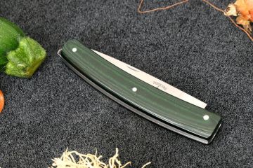 Couteau de poche Harpon lame 14c28 manche micarta texturé vert