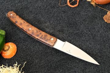 Couteau de poche Harpon lame 14c28 manche loupe de thuya
