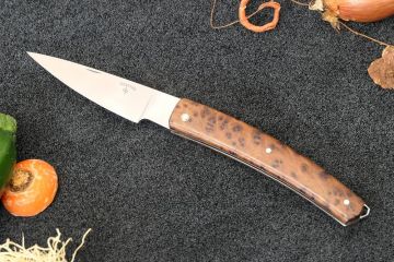 Couteau de poche Harpon lame 14c28 manche loupe de thuya