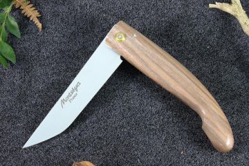 Couteau de poche régional Montségur rustique noyer acier 12c27