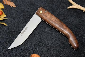 Couteau de poche traditionnel Montségur ronce de noyer acier carbone