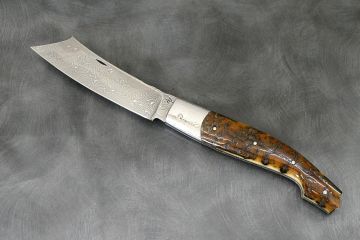 Couteau de luxe Patriarche ivoire mammouth lame acier damas inox