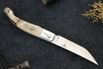 Couteau pliant Baroudeur gravure bécasse acier RWL34 bélier blond