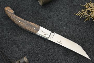 Couteau pliant Baroudeur gravure bécasse acier RWL34 manche bocoté