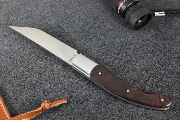 Couteau pliant Baroudeur lame RWL34 manche bois de fer d\'Arizona foncé