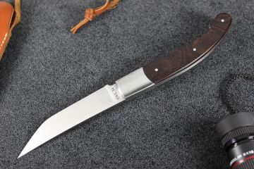 Couteau pliant Baroudeur lame RWL34 manche bois de fer d\'Arizona foncé