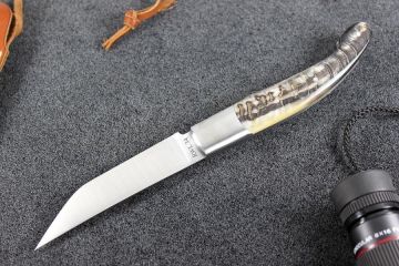 Couteau pliant Baroudeur lame RWL34 manche corne de bélier foncée