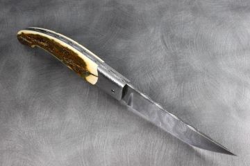 Couteau pliant Baroudeur 12cm ivoire mammouth lame damas inox