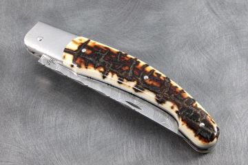 Couteau pliant Baroudeur 12cm ivoire mammouth lame damas inox