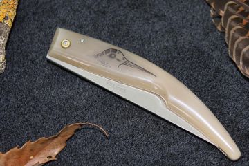 Couteau pliant chasse bécasse, Plantaurel corne blonde acier inox 12c27