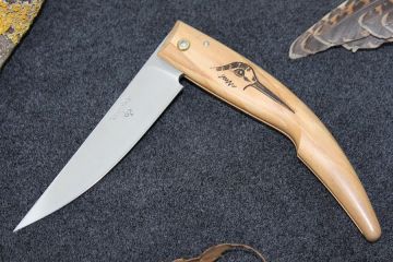 Couteau pliant chasse bécasse, Plantaurel olivier acier inox 12c27