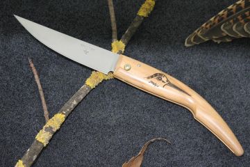 Couteau pliant chasse bécasse, Plantaurel olivier acier inox 12c27