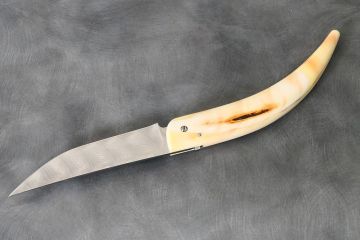 Couteau pliant Epervier ivoire phacochère acier damas inox