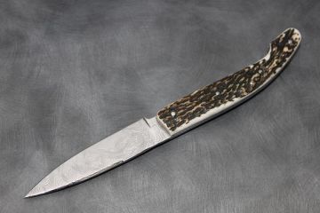 Couteau pliant Peyrecave bois de cerf acier damas inox