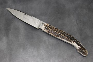 Couteau pliant Peyrecave bois de cerf acier damas inox