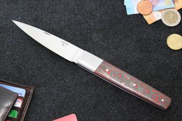 Couteau pliant Espadon lame 14c28n manche fibre de carbone rouge