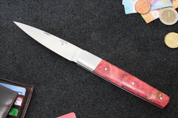 Couteau pliant Espadon lame 14c28n manche peuplier stabilisé rouge