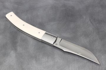 Couteau pliant Le Paratge manche ivoire fossile lame acier damas inox SGPS