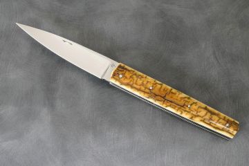 Couteau pliant custom l'Espadon ivoire de mammouth acier RWL34
