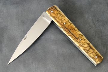 Couteau pliant custom l\'Espadon ivoire de mammouth acier RWL34